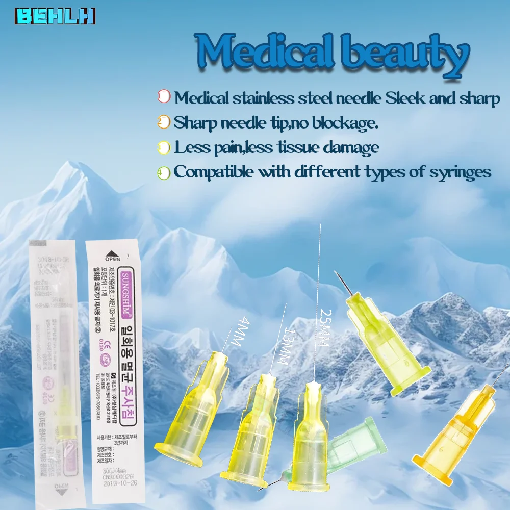 

100pcs Painless small needle painless beauty ultrafine 30G * 4mm , 30G * 13mm , 30G * 25mm syringes Korean Needles Eyelid Tools