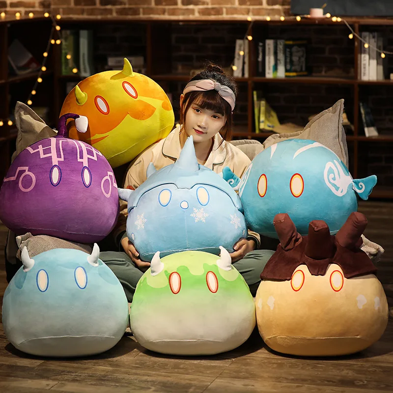 

Hydro Geo Dendro Soft Pillow Holiday Gift for Kids Genshin Impact Slime Plush Toy Element Anemo Electro Pyro Cryo