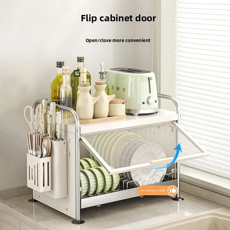 Countertop Cupboard Bowl Rack Pull-out Dish Plate Drain Shelf Sink Drain Basket