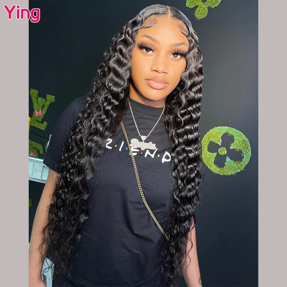 Ying Hair 200% Deep Wave Ginger Brown 13x6 Lace Frontal  Wig Human Hair 13x6 Lace Front Wig PrePlucked 5x5 Transparent Lace Wig