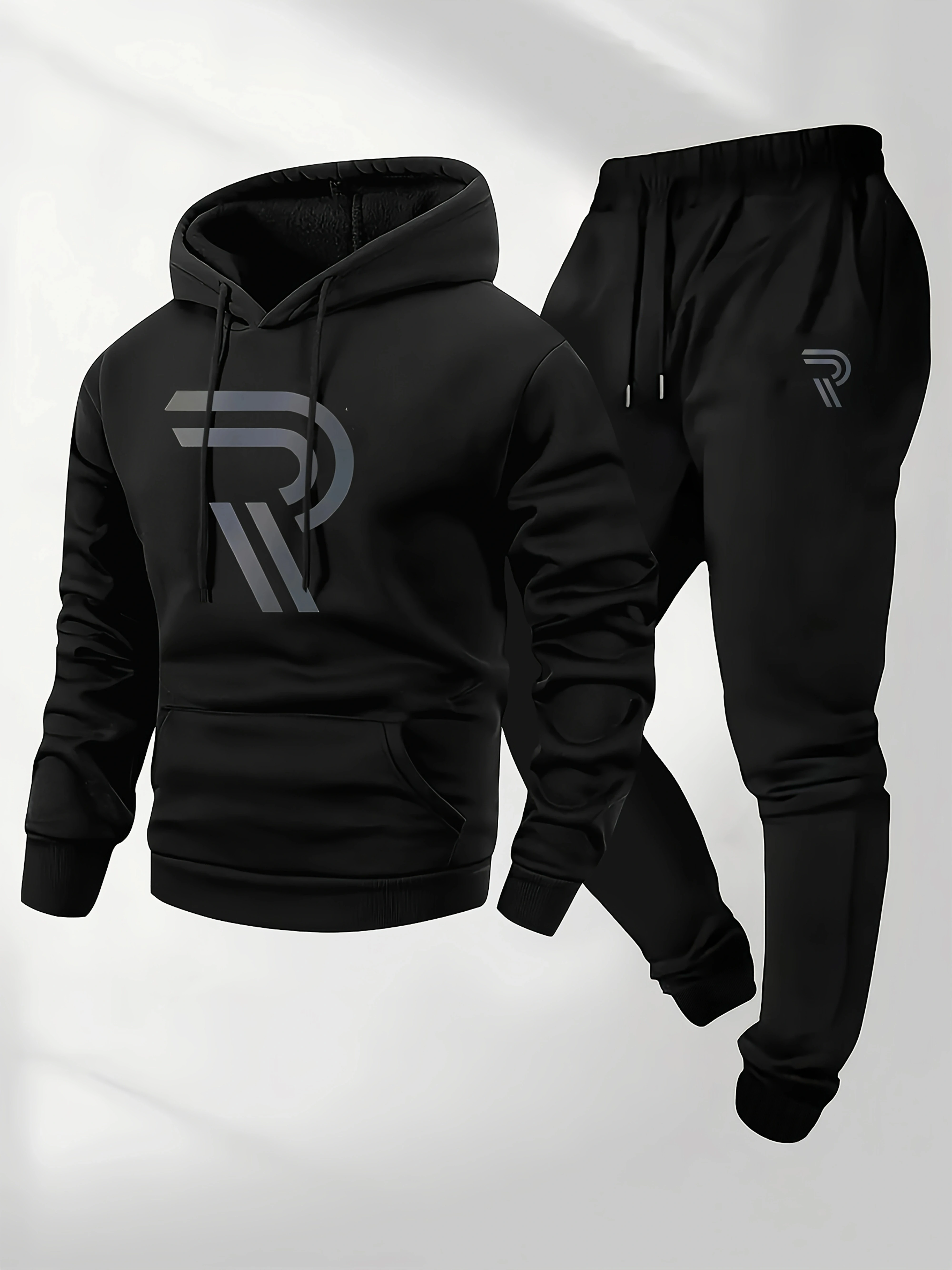 New Fashionable Men's Sports Two-piece Set: Hoodie and Pants, Non-stretch Regular Fit, Autumn and Winter Sports Suit for Men