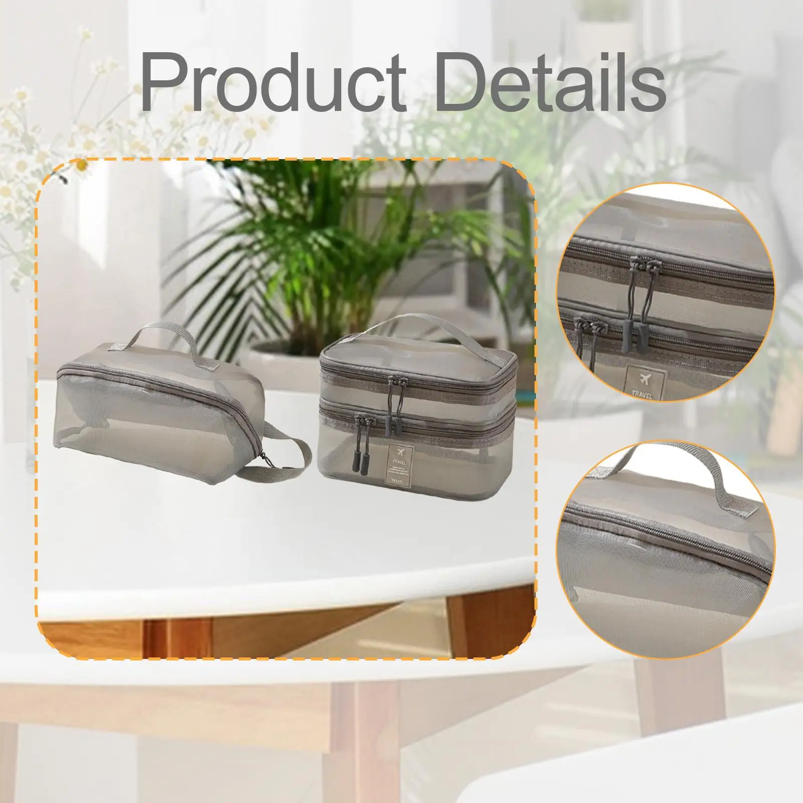 حقيبة مكياج شبكية مكونة من قطعتين، أساسيات السفر المحمولة للنزهات الخارجية في صالة الألعاب الرياضية #5