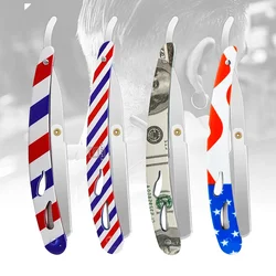 Professional Men Stainless Steel Handle Retro Shaving Razor Holder Straight Edge Knife Holder Folding Shaving Razor Haircut Tool