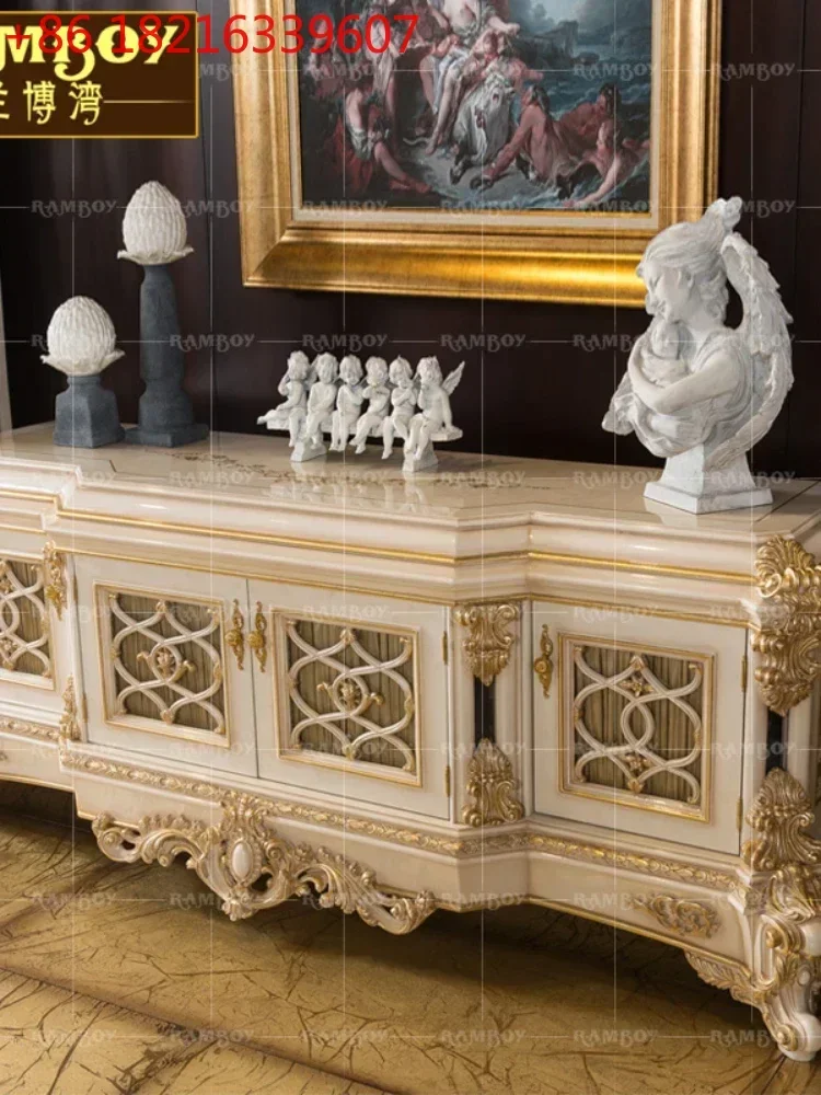 TAO Luxury Gold-Painted Living Room TV Combine-Unit Floor Cabinet European High-End Furniture