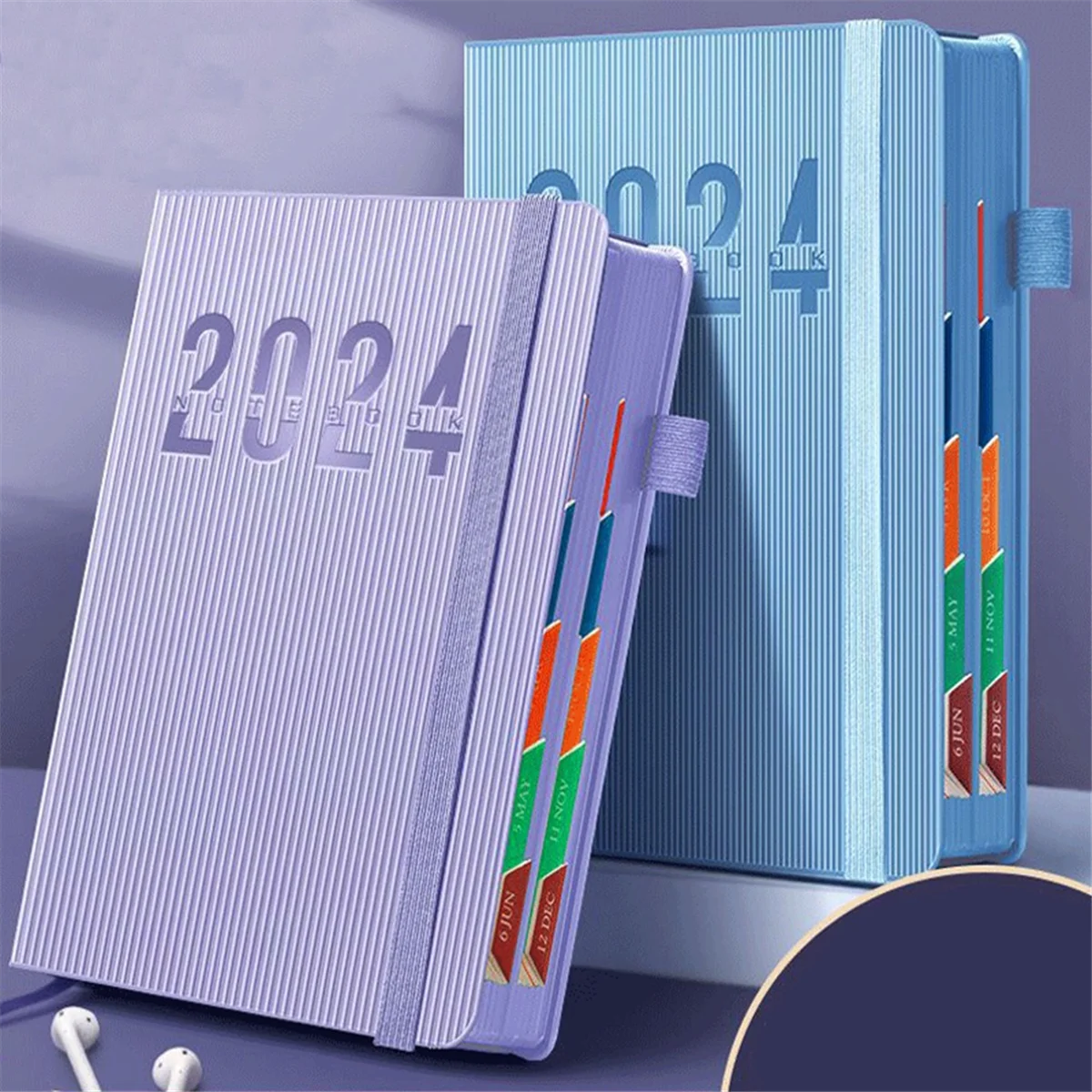 2024 Planning Notebook Plan Chinese Internal Page Notebook 365 Day Plan Calendar Schedule School Diary Book-Purple