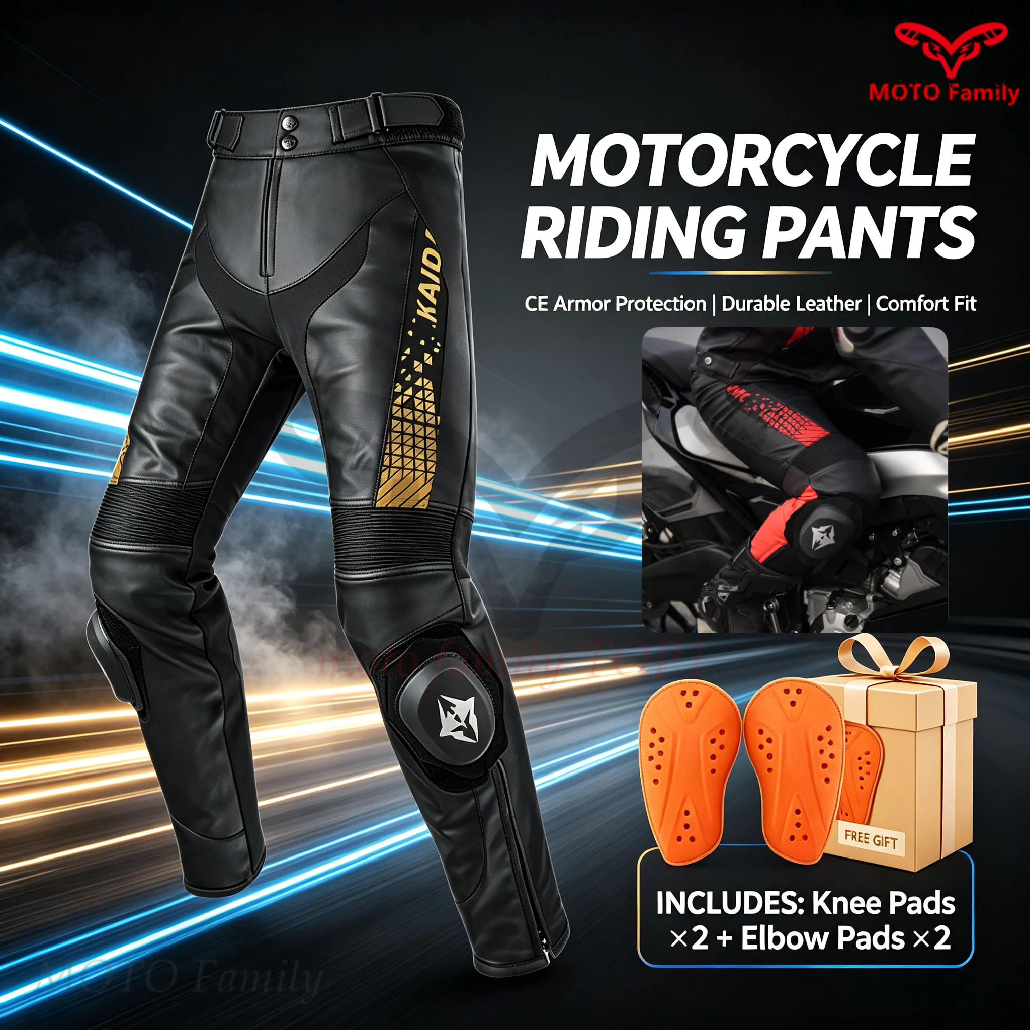 Fashion Men Pants Motorcycle Pants CE Certified Microfiber Leather Anti-fall Wear-resistant Riding Trousers