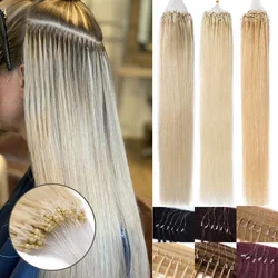 PROKYVITY Micro Loop Hair Extensions Human Hair Micro Link 0.5g/strand Micro Ring 100pcs Keratin Capsule Straight Natural Hair