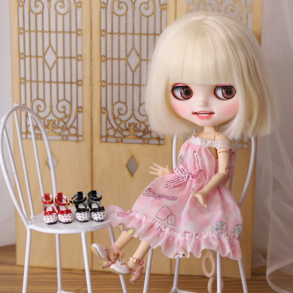 ICY DBS Blyth Doll Shoes 1/6 Heels Featured Polka Dot Shoes BJD Girls Toys