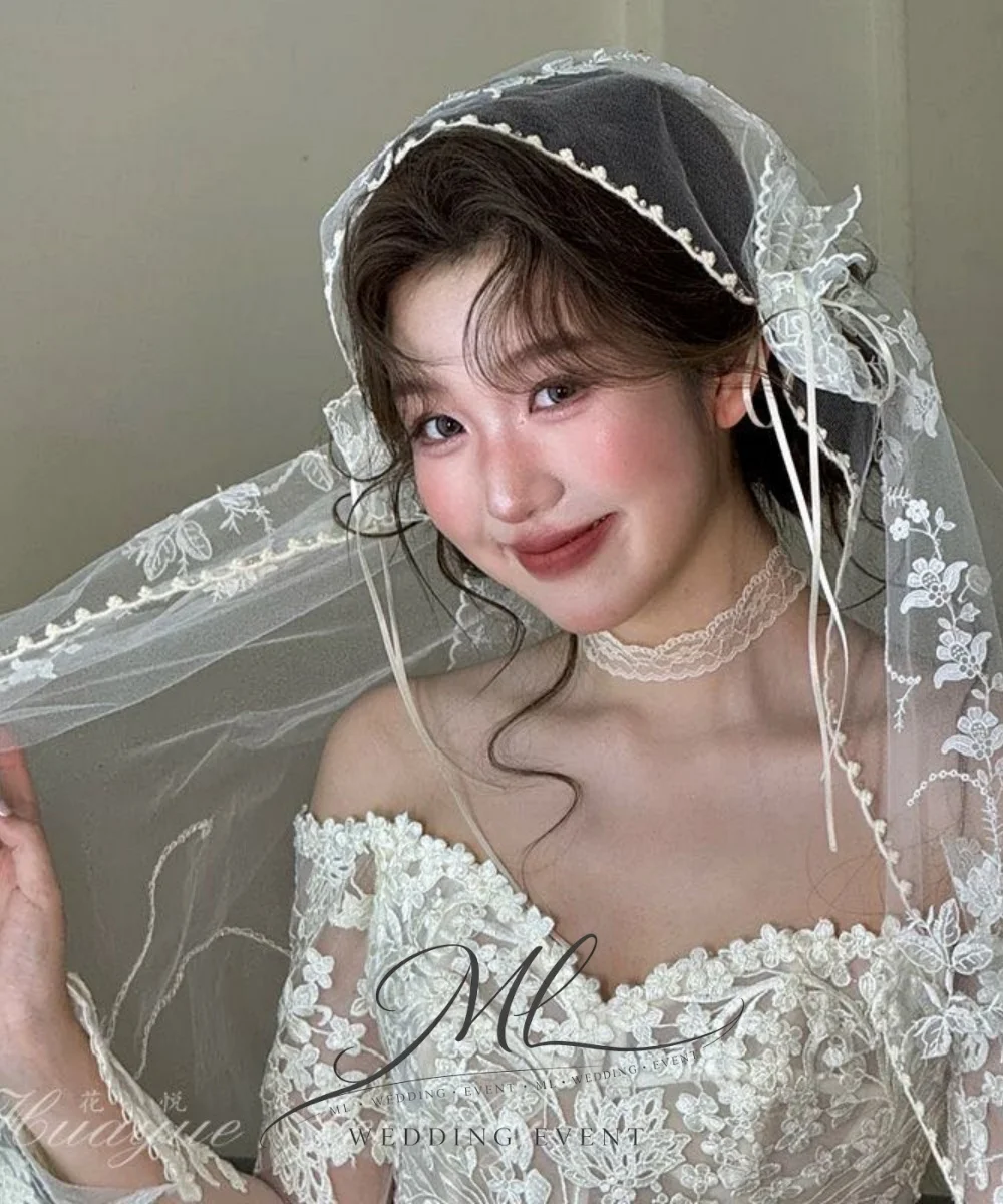 ML Retro Fairy T White Lace Flower Headwear Wedding Morning Robe Bride Gown Accory High-End Sensation Hair Ornament