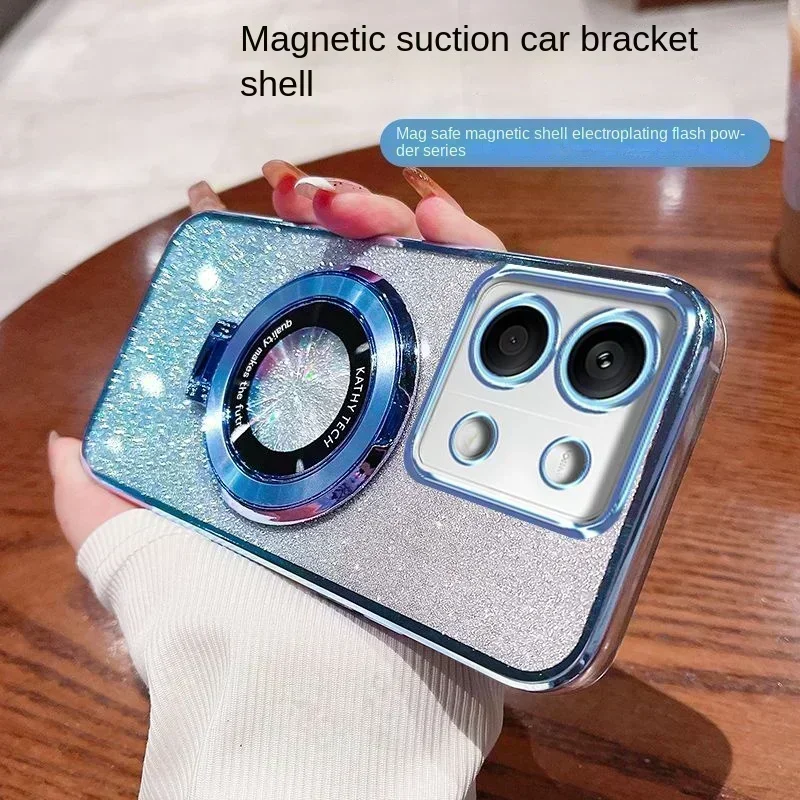 Для Xiaomi POCO M6 Pro 4G чехол с мягким блеском и кольцевой подставкой, тонкая защитная задняя крышка для POCO M6 M6Pro, чехол для телефона