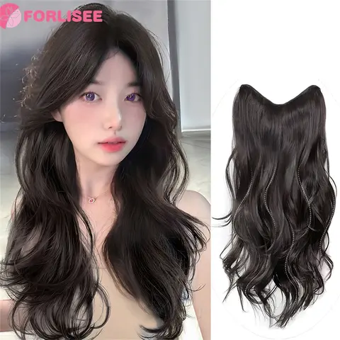 합성 가발 조각 원피스 레이어드 보이지 않는 흔적 없는 곱슬머리 조각 증가 헤어 볼륨 곱슬머리 확장