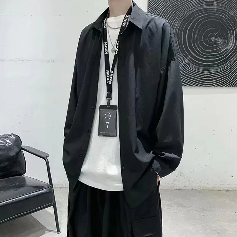 

1pcs Spring Autumn Thin Men Long Sleeve Shirt Man Ice Silk Loose Style Shirt Male Fashion Casual Lapel Button-down Shirt Men Top