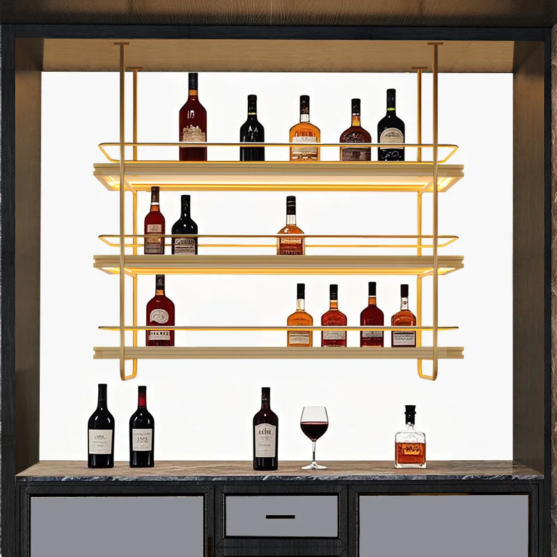 

Hanging restaurant wine rack wine cabinet bar display rack private room custom hanger wrought iron hanging cabinet wall wine
