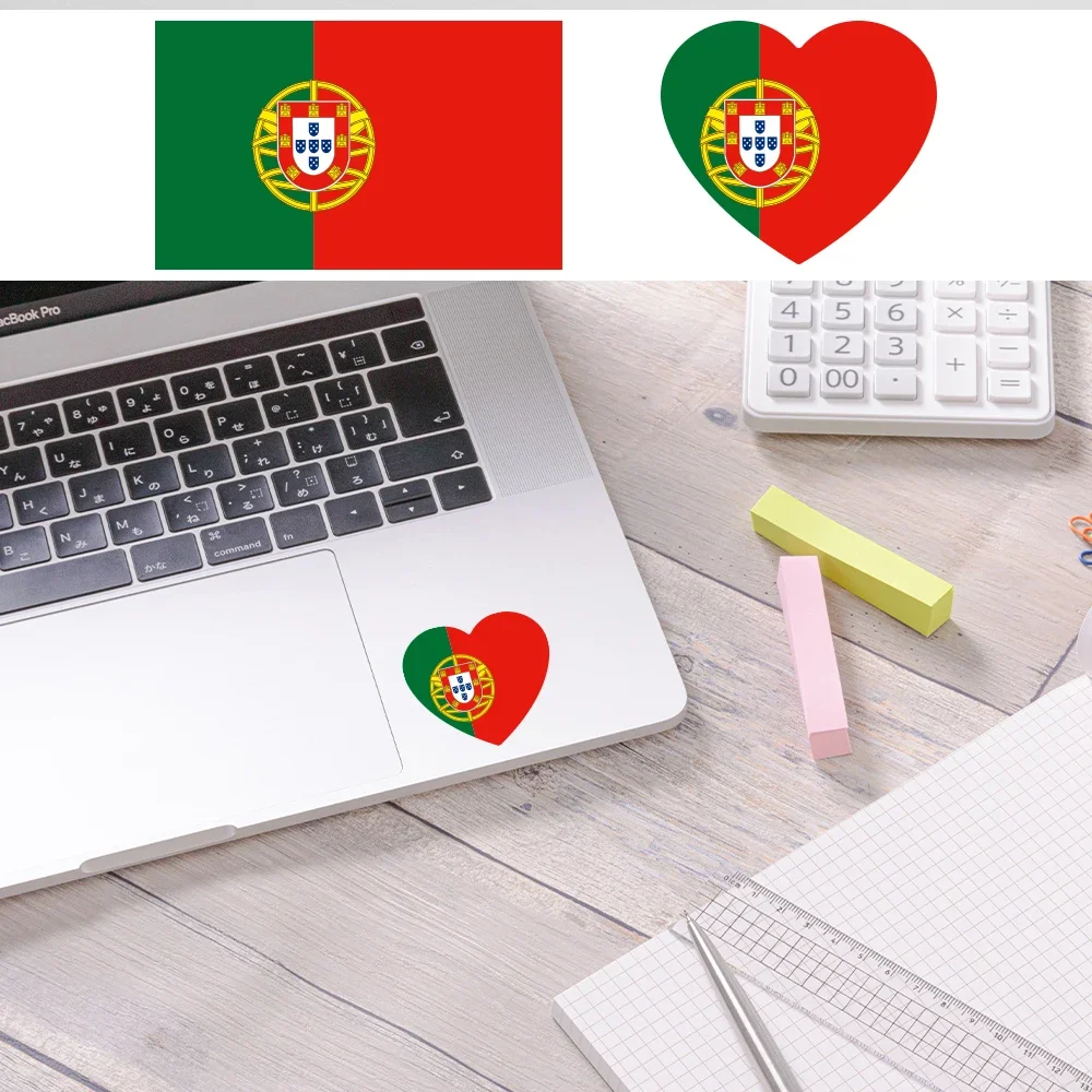 Pegatina creativa de estilo de bandera de Portugal, gráficos en forma de corazón, calcomanía decorativa de vinilo para ventana, decoración del cuerpo, cubierta, accesorios para automóviles