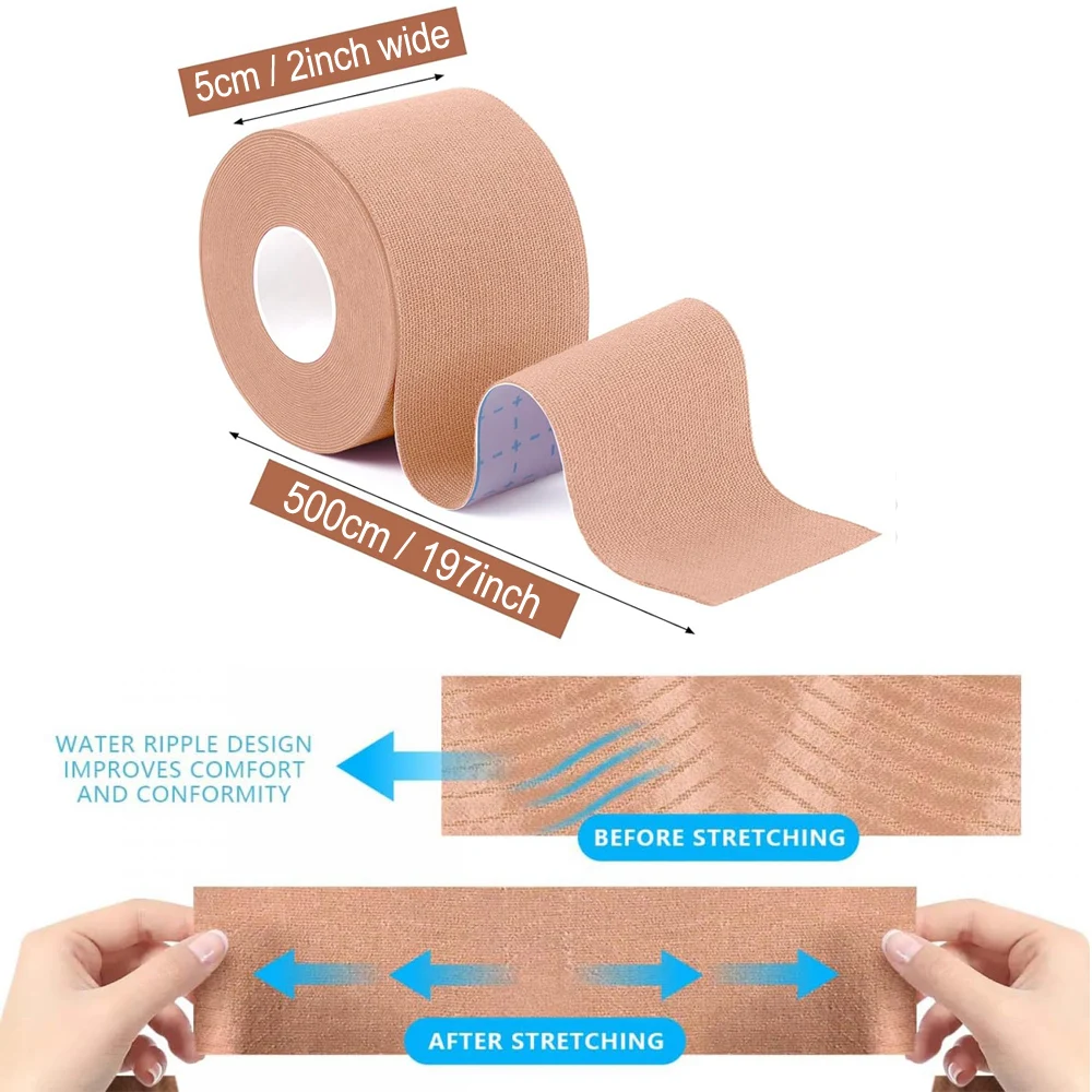 Kinesiology Tape Elastic Sports Tape Muscle Support, Breathable Waterproof Athletic Tape for Knee/Shoulder Pain Relief, Physio R