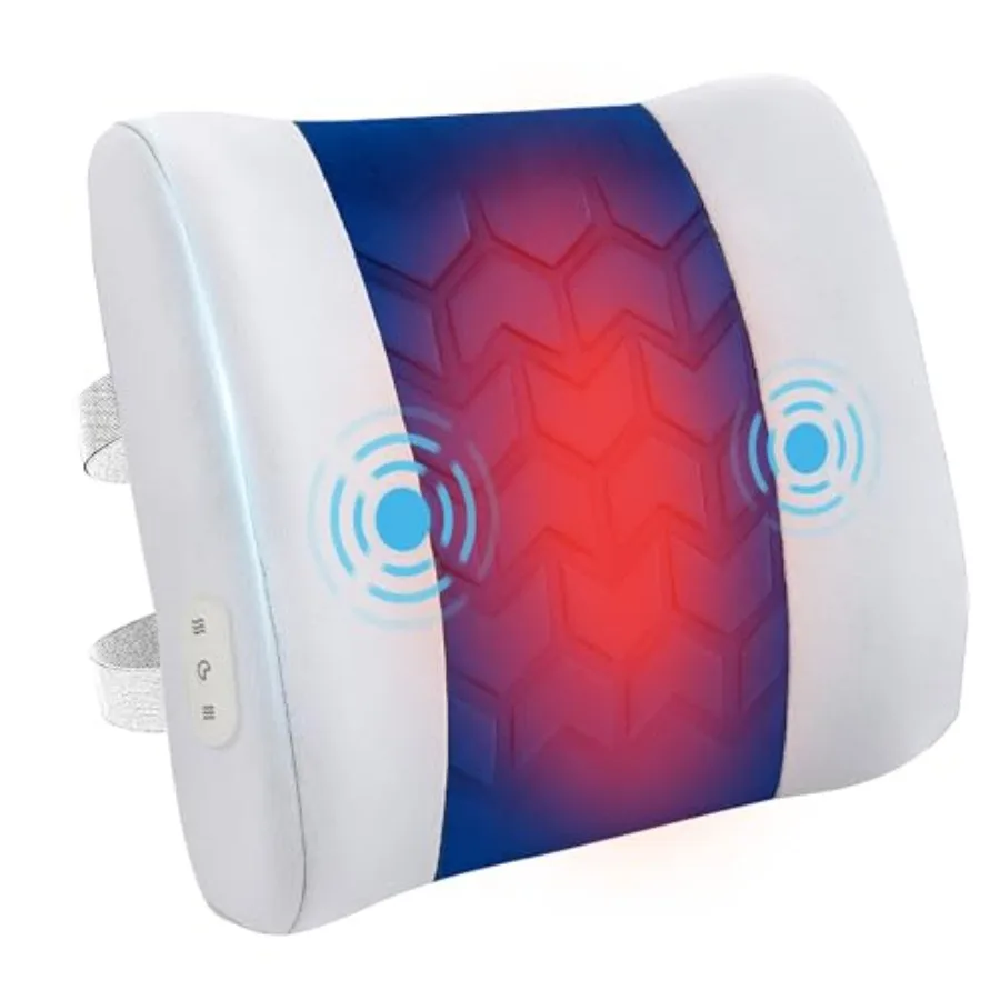 

Lumbar Support Pillow for Office Chair Heated Back Support with Vibration Back Massager for Chair Rest Cushion Pillow for Desk