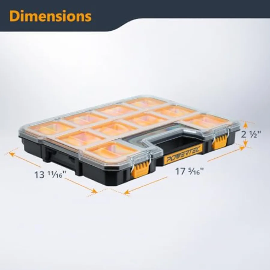 Small Parts Organizer and Tool Box 20 Compartments IP65 Water and Dust Protection Stackable Storage with Interlocking