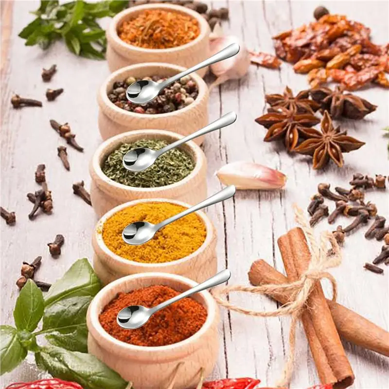 ABWR-40 PCS Tiny Stainless Steel Spoons For Spices Jars, Mini Size 2.87Inch, Cute Small Stainless Steel Condiment Spoons