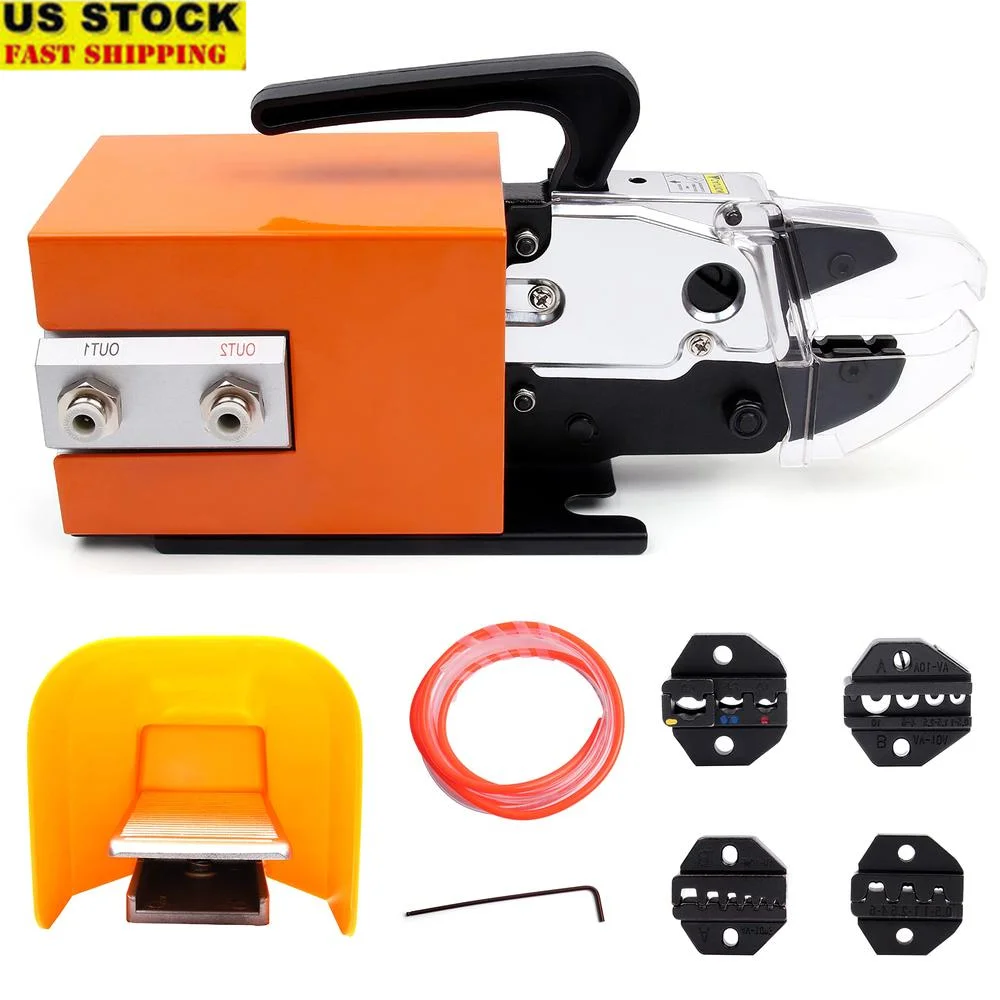 Pneumatic Crimping Tool with 4 Die Sets Wire Terminal Air-Powered Crimper