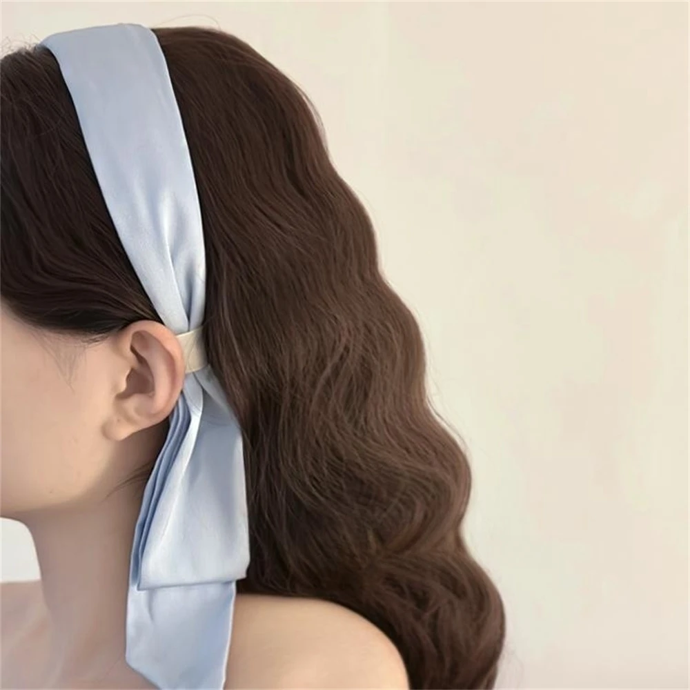 

French Ribbon Hair Bands Multifunctional Satin Scarf Headbands Women's Solid Color Bow Hair Hoop Girls Hair Accessories Decor