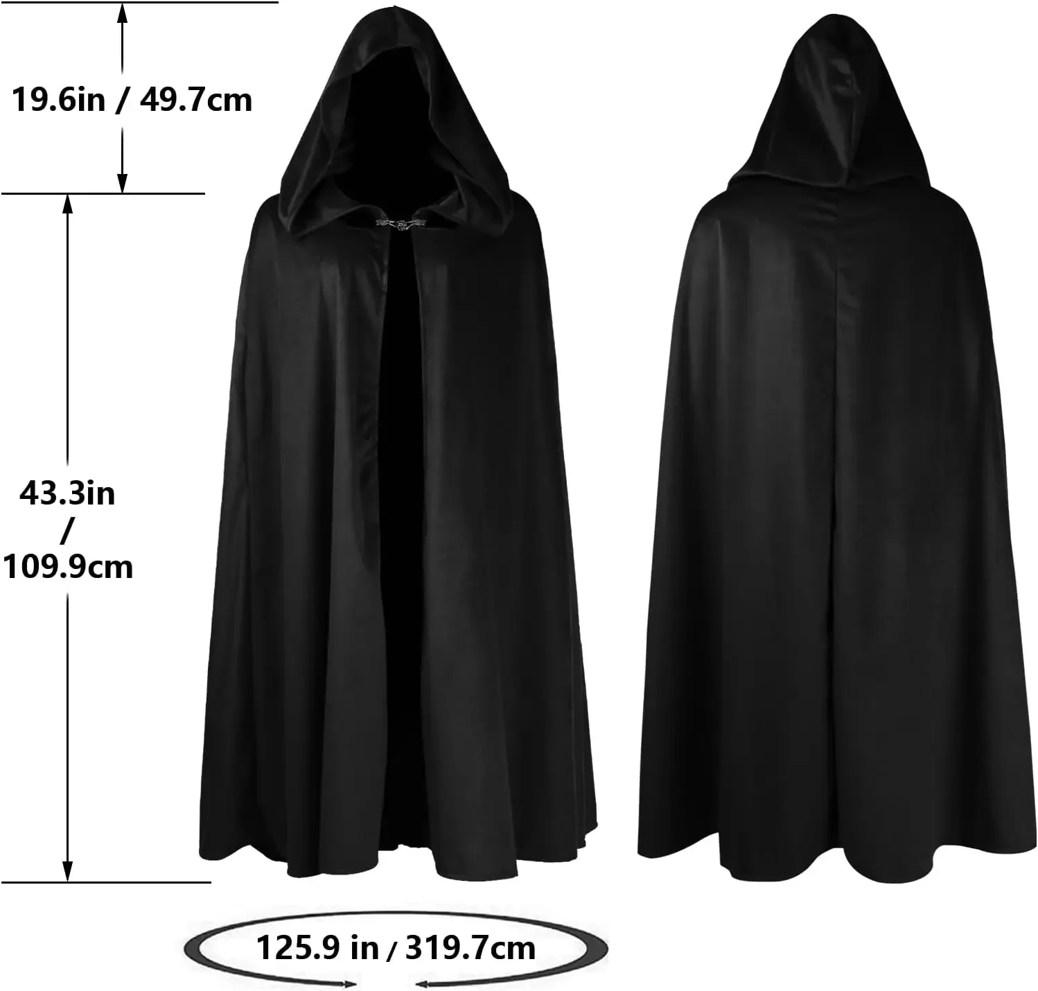 عباءة بغطاء للرأس من عصر النهضة للهالوين في العصور الوسطى، رأس قصير للرجال والنساء