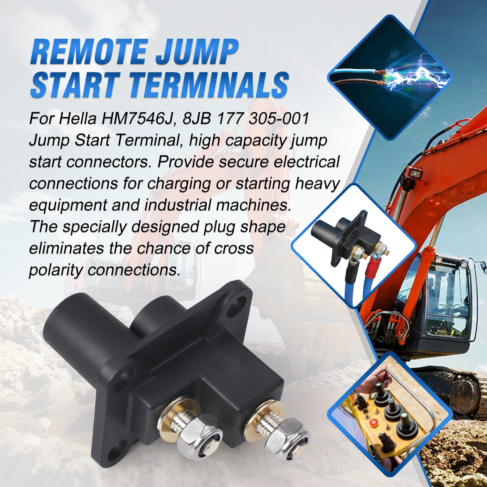 Picture 4: Remote Jump Start Terminal Terminals ABS Plastic For Hella 8JB 177 305-001 177305001 For Crane, Forklift, Agricultural Machinery