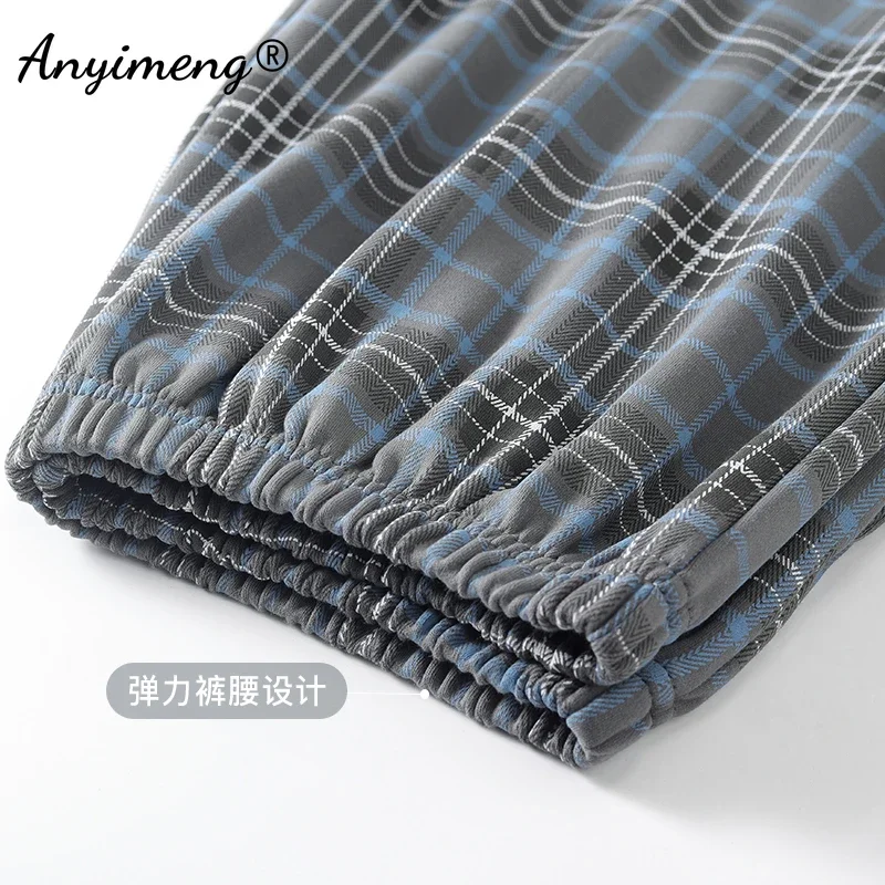 Pijamas elegantes para hombre, ropa de dormir de algodón de punto, talla grande 3xl 4xl, conjunto de salón de moda, otoño e invierno, 2023