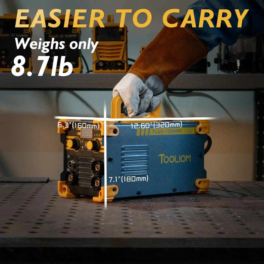 Portable 135A Mini MIG Welder for DIY Projects and Outdoor Repairs: Gasless Flux Core MIG Welding with Lift TIG and Stick Funct