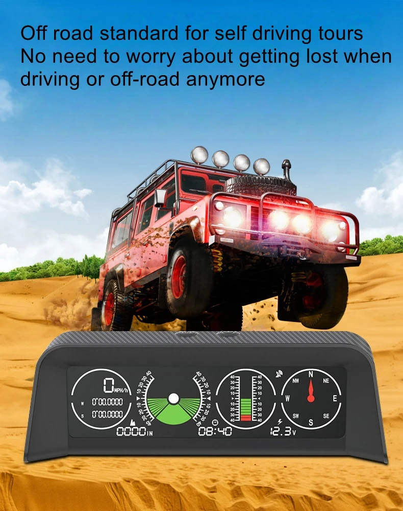 

Car slope meter, high-precision GPS compass for vehicles, horizontal altitude vehicle mounted escort device