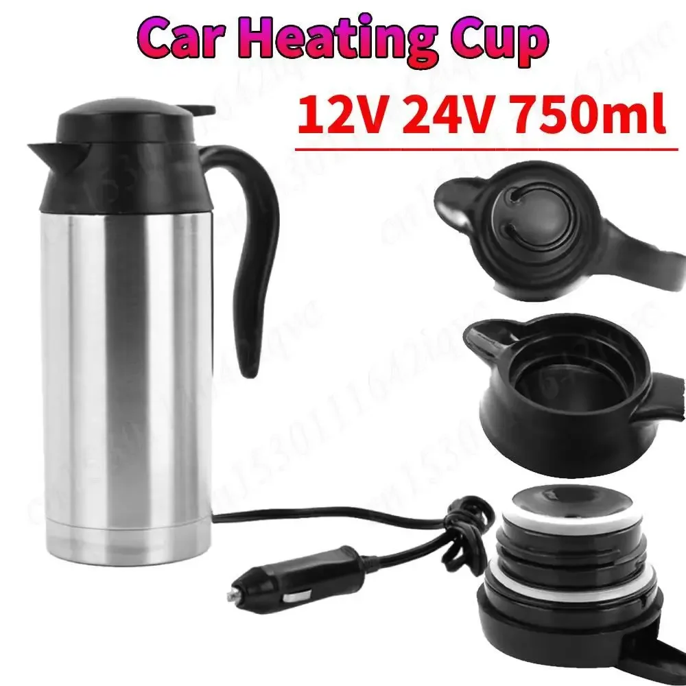 

Car Electric Kettle 750ml 12V/24V Car Stainless Steel Cigarette Lighter Heating Kettle Mug Electric Travel Thermoses