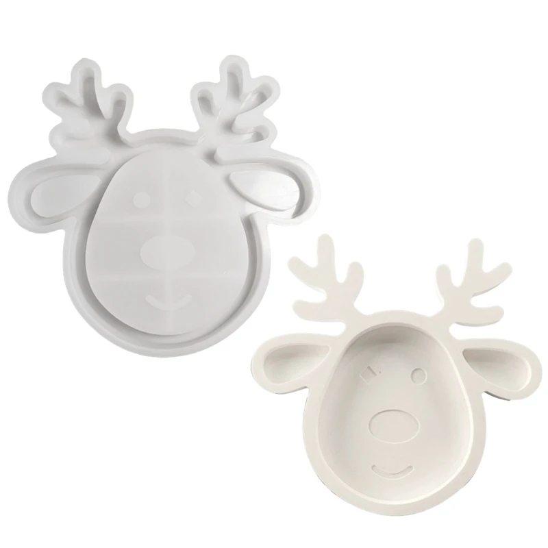 Silicone Christmas Reindeer Molds Handmade Plate Moulds Perfect for Festival Decors and Creative Crafting Enthusiasts