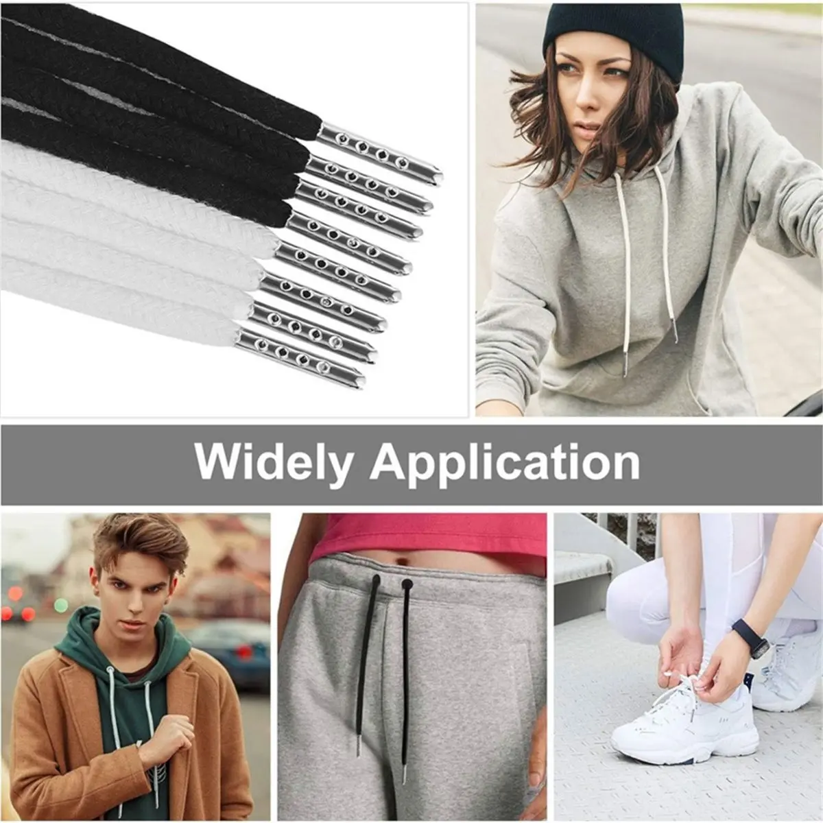 2026 New 12PCS Drawstring Cord, 57 Inch Drawstring for Sweatpants, Drawstrings Replacement with Easy Threaders and Cord Locks