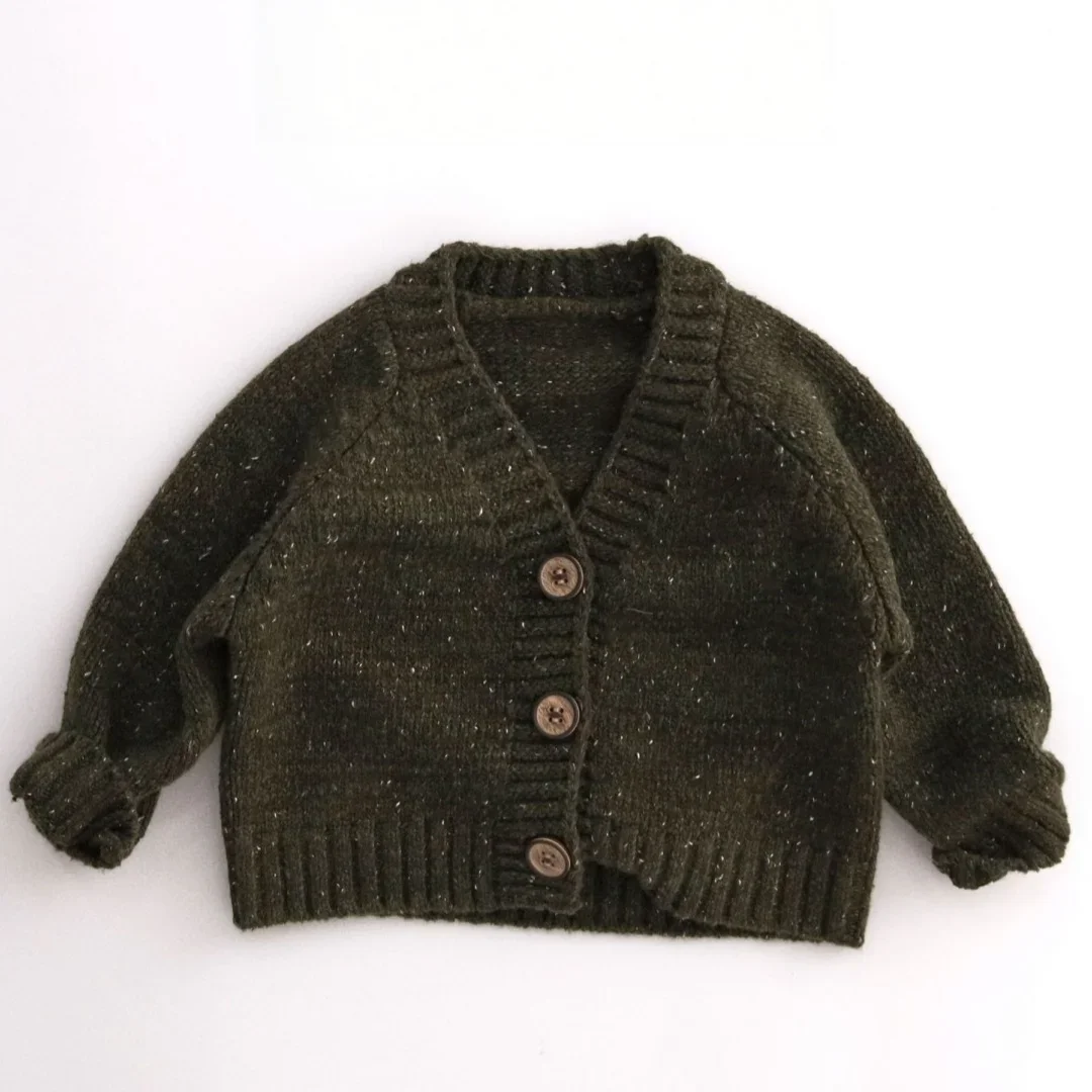 0-6Y Child's Knit Sweater Solid Cardigan Sweater for Boys Girls Warm Kids Fall Clothes Outwear Kids Top Underwear in Winter