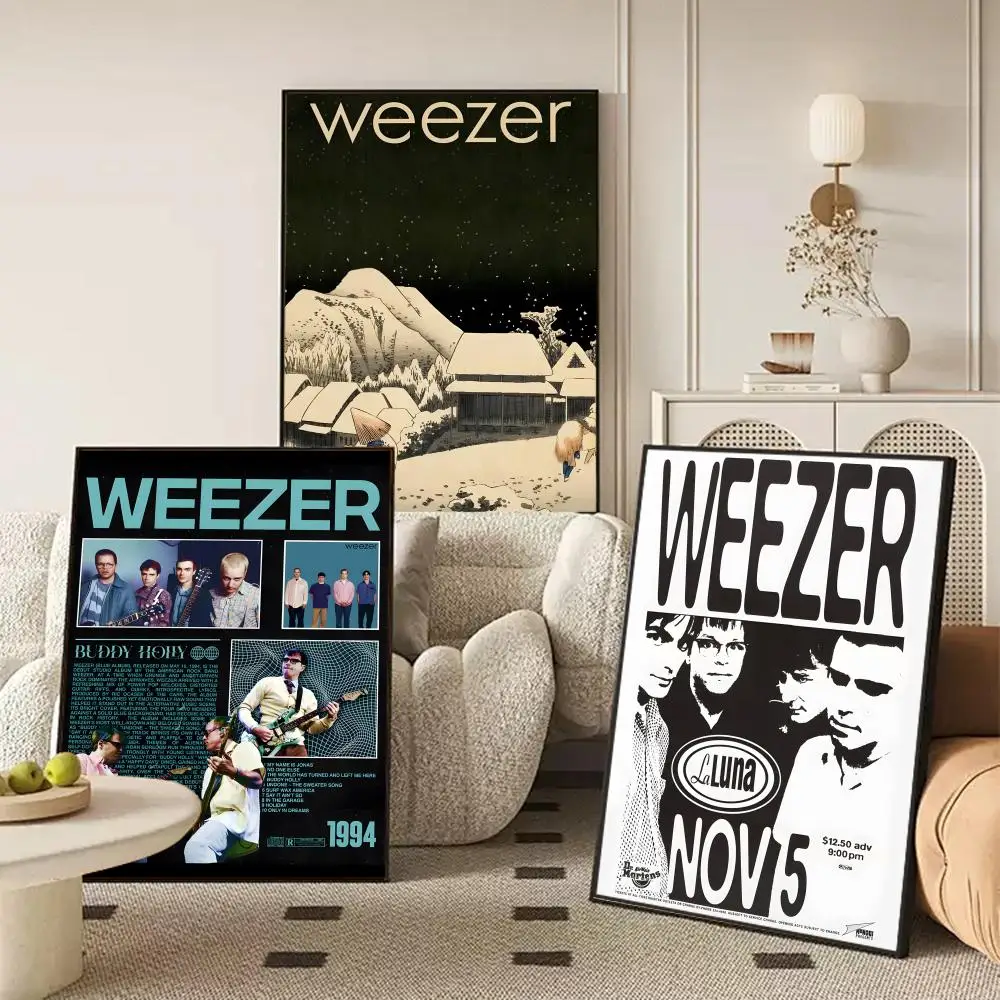 BAND SINGER W-Weezer Poster Self-adhesive Art Waterproof Paper Sticker Coffee House Wall Decor