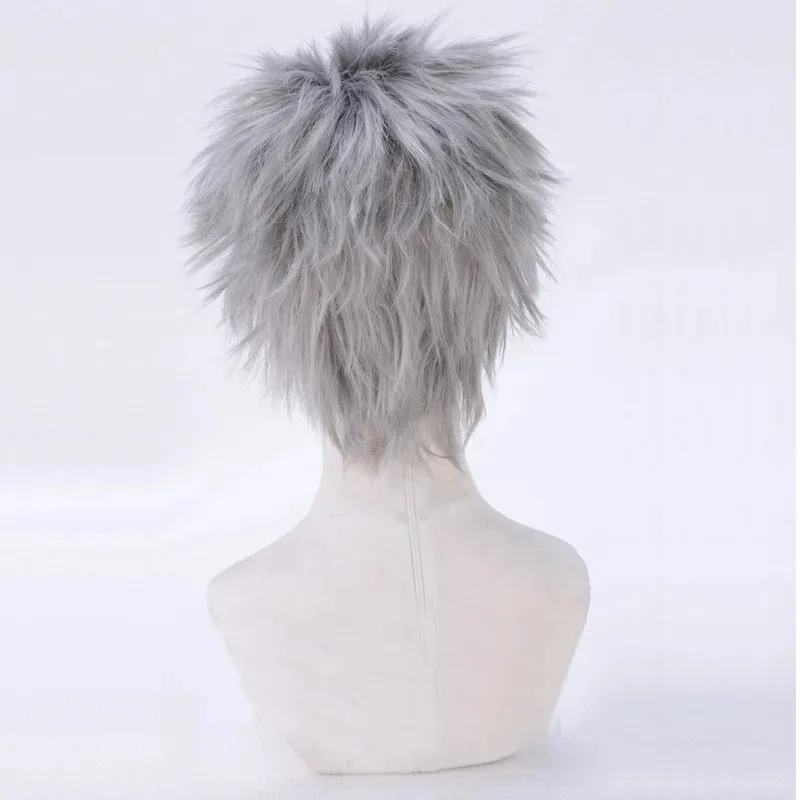 Shippuden Tobirama Senju 짧은 회색 내열성 합성 머리 코스프레 가발 + 가발 모자