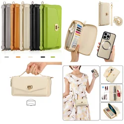 Wallet Crossbody Lanyard Case For iPhone 15 Pro Max 14 Plus 13 12 Mini 11 Fashion Detachable Zipper Handbag Card Holder Cover