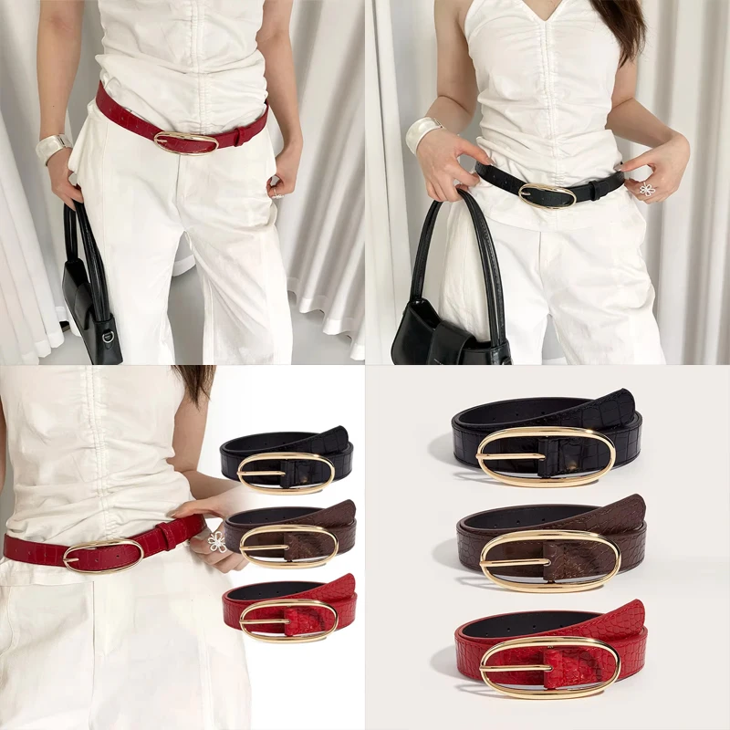 

Женский модный ретро-ремень 2026, новый дизайн, красный джинсовый ремень меньшинства, стильный аксессуар для повседневной одежды