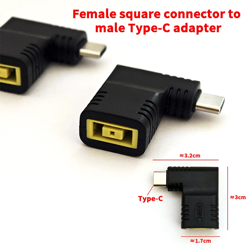 1pcs Type-C 65W Charger Adapter for Lenovo Laptop Universal USB-C Power Adapter with Interchangeable Square Plug Connector