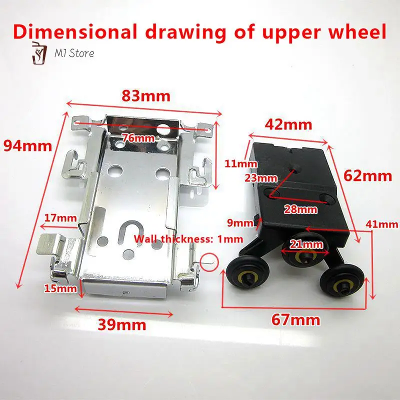 Sliding Wardrobe Door Part Top/bottom Down Wheels/Runner/Guides Kit Side-mounted Hanging Sliding Pulley Open Wheel For Cabinet