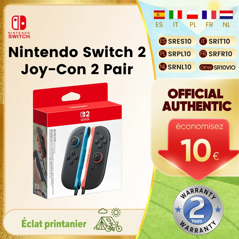 Nintendo Switch 2 Joy-Con 2 paires - Bleu clair/Rouge clair Compatible avec NS2 Joystick à effet Hall Connexion magnétique Mode souris