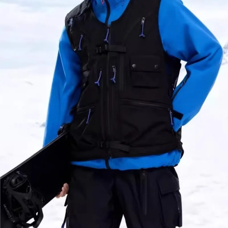 Horizontal and vertical backboard tactical waistcoat for men and women, snowboard and double-board waterproof multi-pocket vest