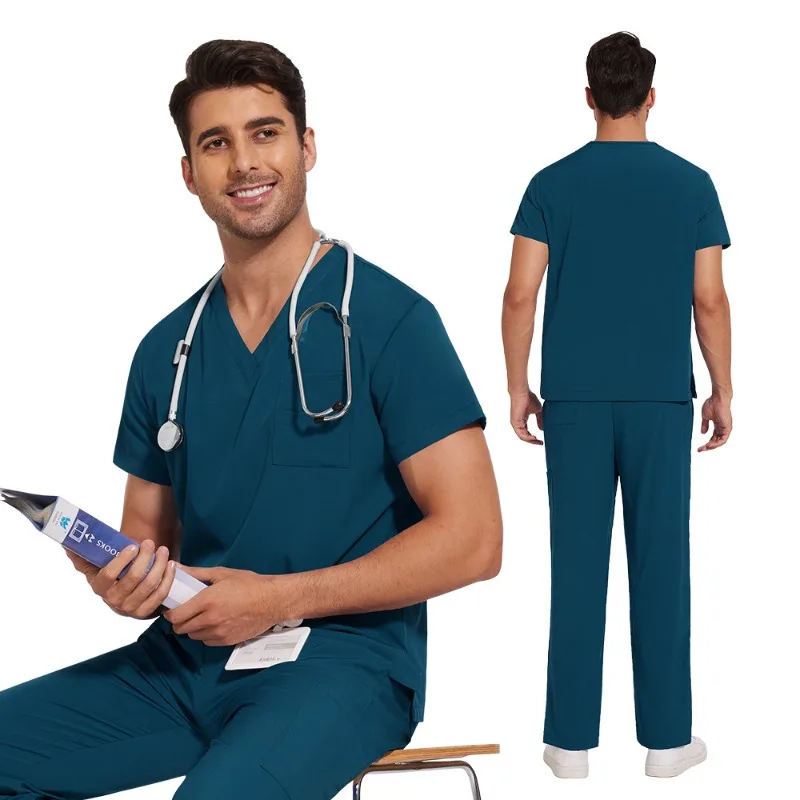 Clinical Green Gray Blue White Sanitary Dentist Medical Nursing Veterinary Surgical Uniform Men Work Wear Jogger Man Scrubs Set