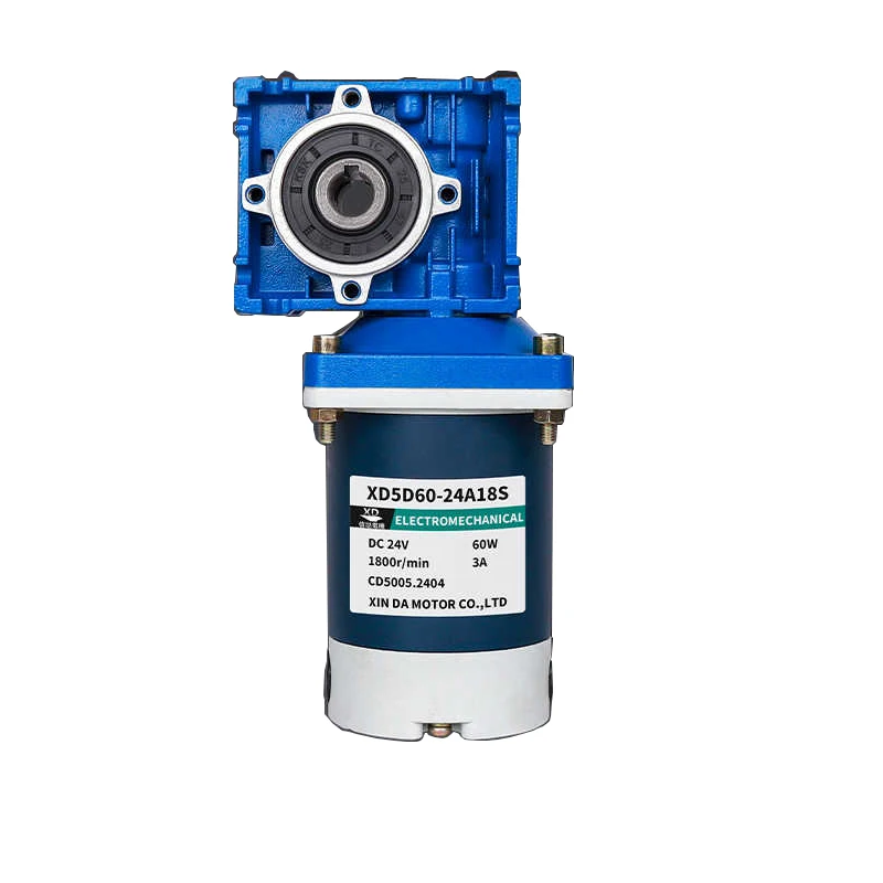 단일 출력 샤프트 RV40 가변 속도 CW CCW 고토크가 있는 12V 24V DC 웜기어 모터 60W NMRV40