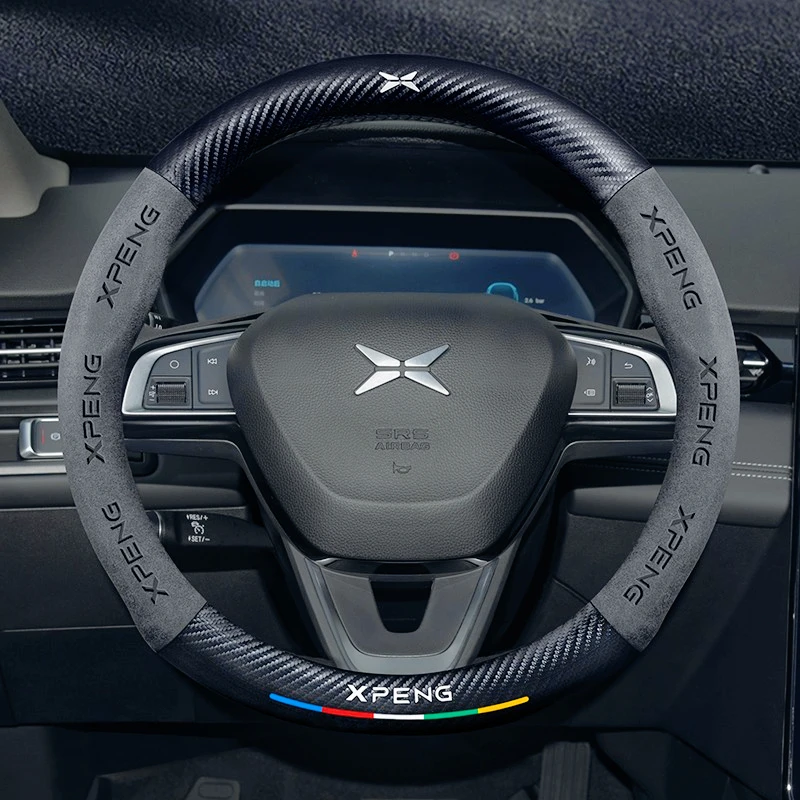 

For Xpeng P7/P5/G3i/G9F Steering Wheel Cover Ultra-thin Genuine Leather Suede Carbon Fiber All-season Car Handle