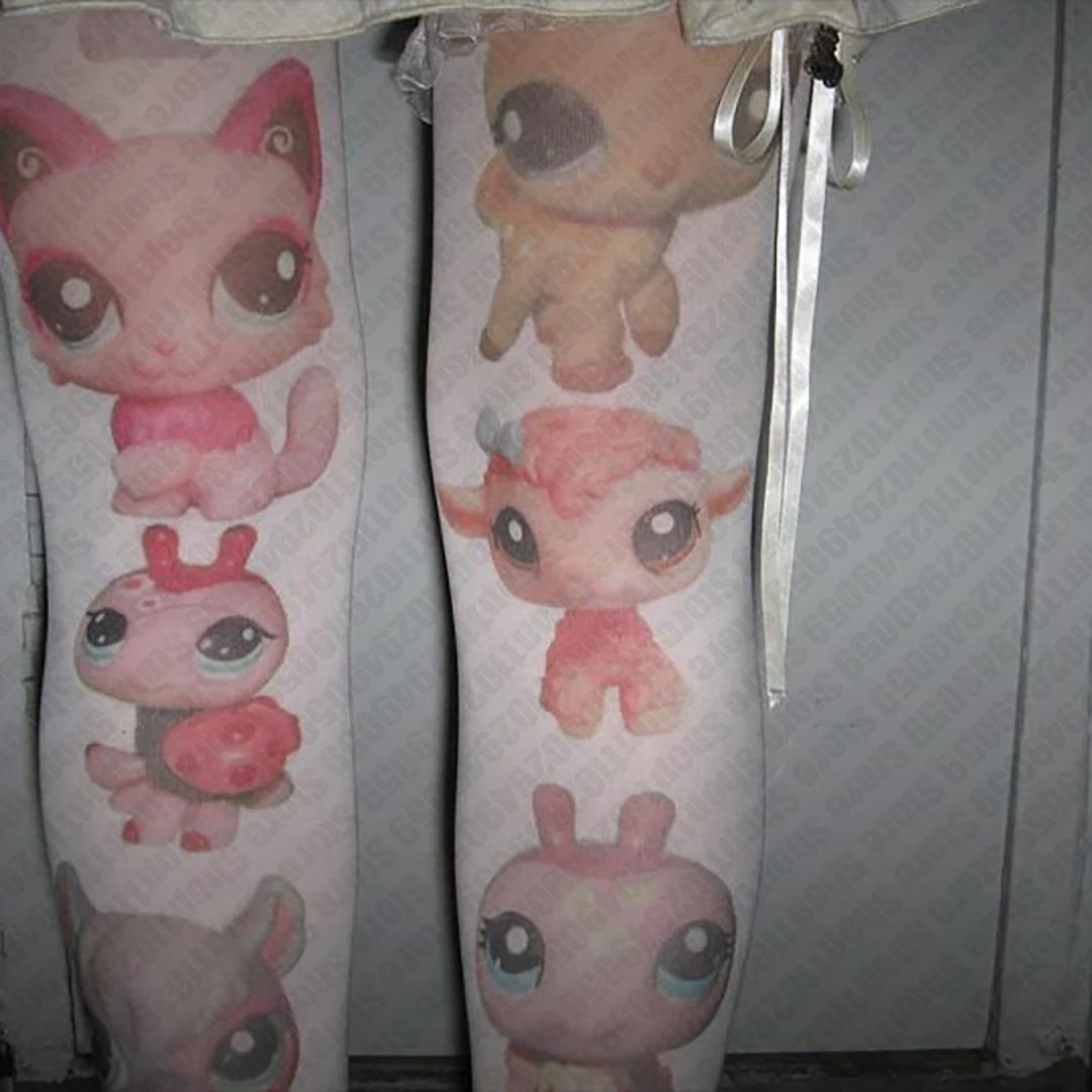 Y2K Sockings 2000s النمط الكلاسيكي لطيف مطبوعة حللا للنساء اليابانية الحلو Kawaii سليم لوليتا الفخذ العليا الجوارب ايمو Gilrs