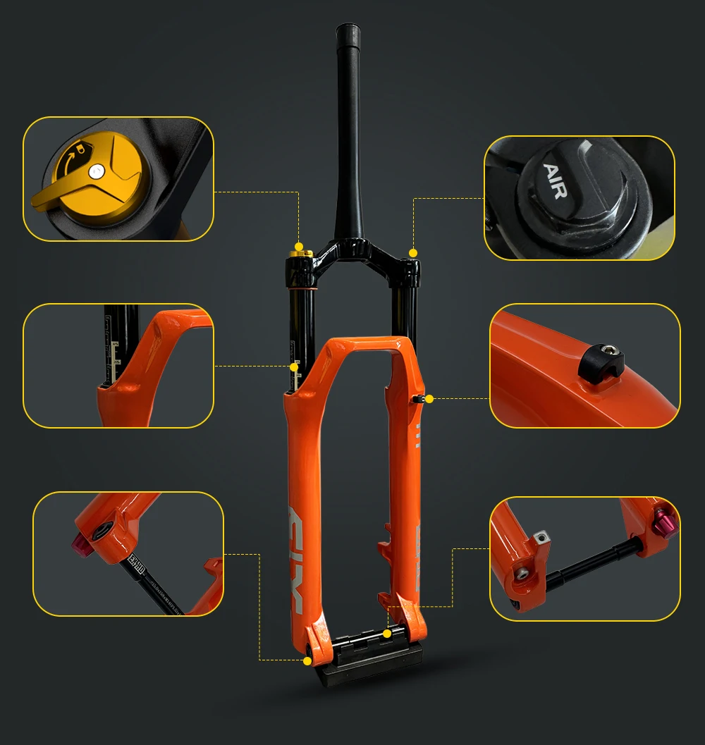 Air Spring Aluminum Mountain Bicycle Part 20 24 27.5 29 Inch Bike Front MTB Suspension Fork view 6