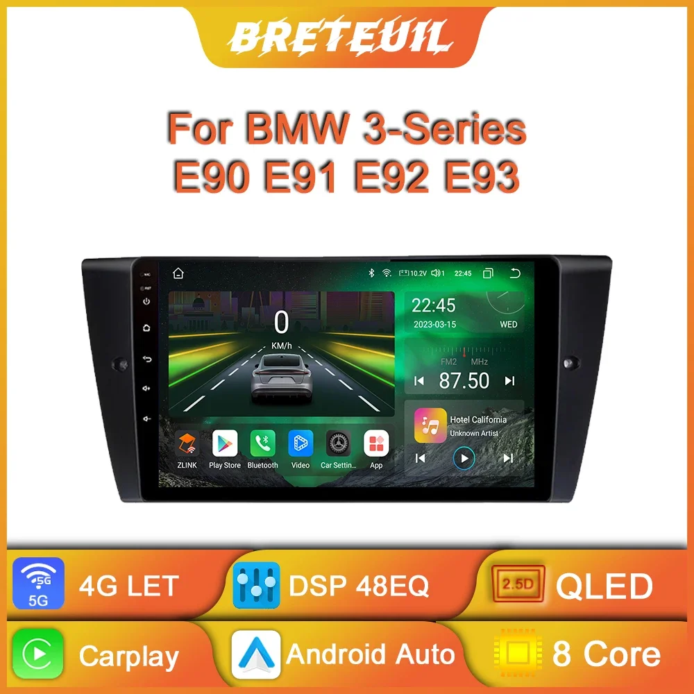 For BMW 3 Series E90 E91 E92 E93 Car Radio Android Multimedia Video Player Navigation GPS Carplay QLED Touch Screen Auto Stereo