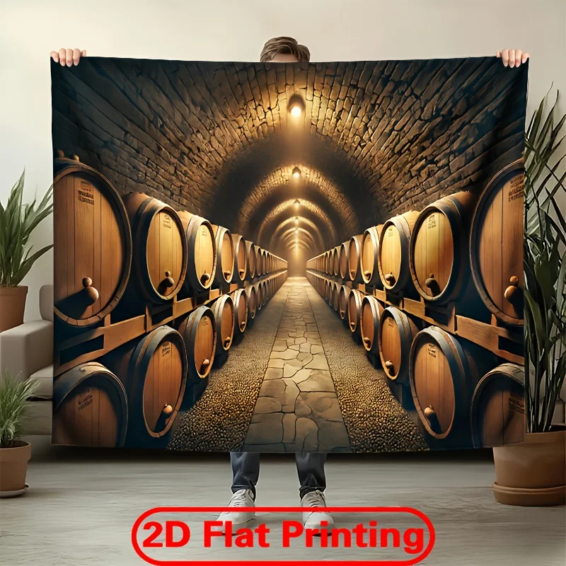 2D flat banner, 1 polyester banner - Wine cellar barrel design, yzb