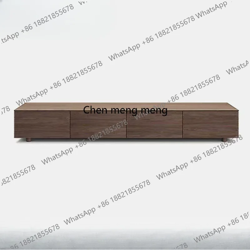 

TV Cabinet Modern Simple Italian Light Luxury Black Walnut Locker Living Room Full Solid Wood Oak Floor Cabinet