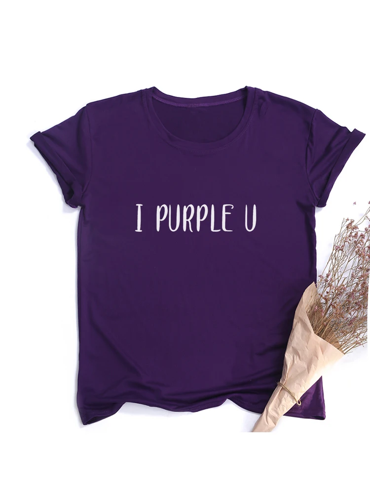 Female Short Sleeve KPOP I PURPLE U T-shirt Aesthetic High Quality Haut Femme Summer Top Tee Shirt Streetwear Cute Tshirts